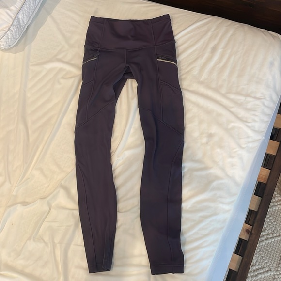Purple, fleece-lined Lululemon leggings, Size 4 - Picture 2 of 4